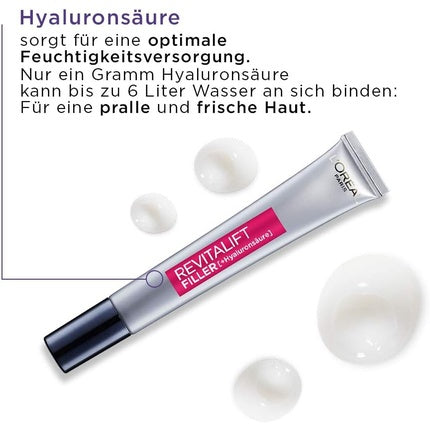 L'Oréal Paris Revitalift Filler Hyaluronic Eye Cream Anti-Ageing Eye Care with Hyaluronic Acid 15ml