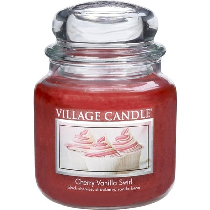 Village Candle Cherry Vanilla Swirl 16 oz Glass Jar Scented Candle Medium