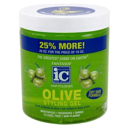 Fantasia Gel Bonus Olive Oil Dry Hair Formula Styling Gel 20 Ounce