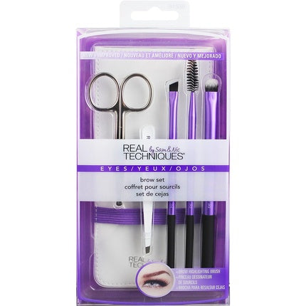 Real Techniques Brow Makeup Brush Set with Tweezers